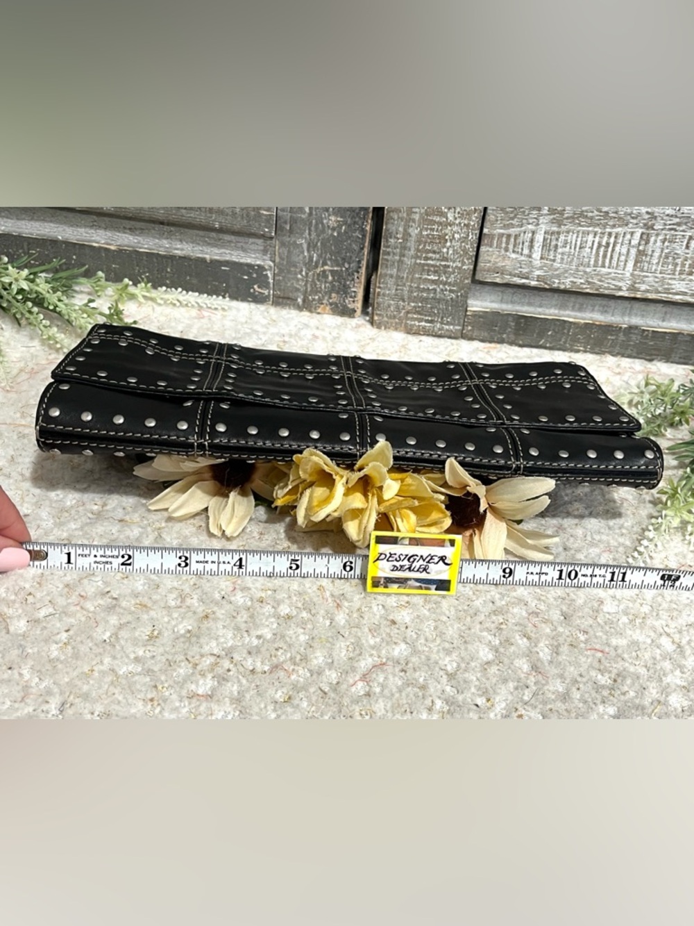 Michael Kors Astor Leather Studded Large Black Clutch EUC! - Picture 5 of 11